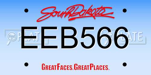 EEB566 South Dakota License Plate