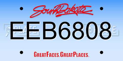 EEB6808 South Dakota License Plate