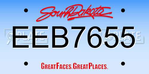 EEB7655 South Dakota License Plate