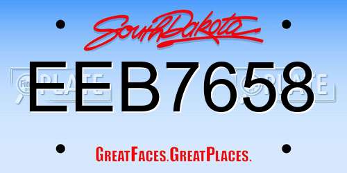 EEB7658 South Dakota License Plate