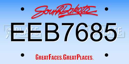 EEB7685 South Dakota License Plate