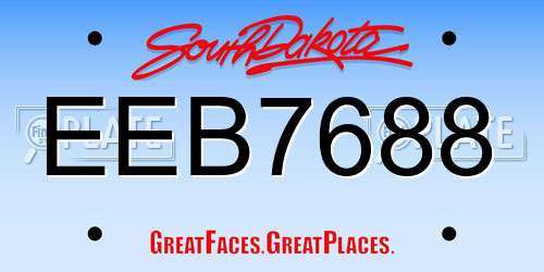 EEB7688 South Dakota License Plate