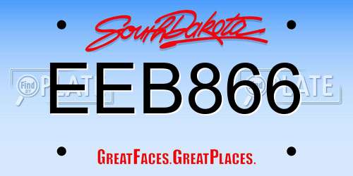 EEB866 South Dakota License Plate