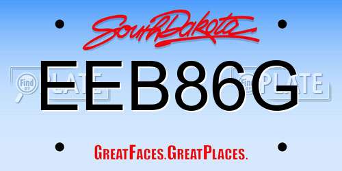 EEB86G South Dakota License Plate