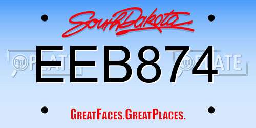 EEB874 South Dakota License Plate