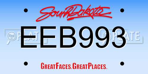 EEB993 South Dakota License Plate