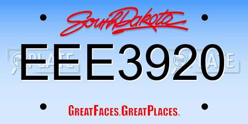 EEE3920 South Dakota License Plate