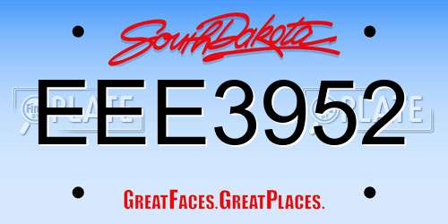 EEE3952 South Dakota License Plate