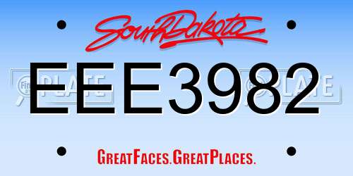EEE3982 South Dakota License Plate