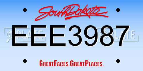 EEE3987 South Dakota License Plate
