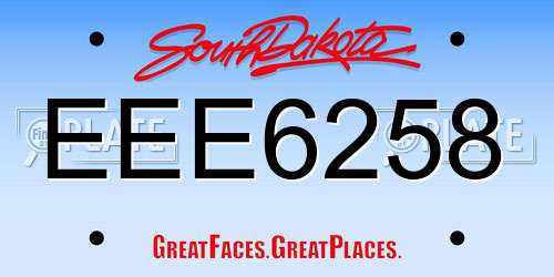 EEE6258 South Dakota License Plate
