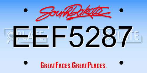 EEF5287 South Dakota License Plate