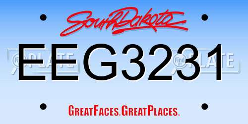 EEG3231 South Dakota License Plate
