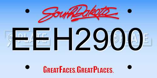 EEH2900 South Dakota License Plate