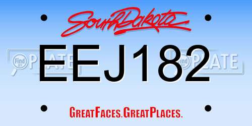 EEJ182 South Dakota License Plate