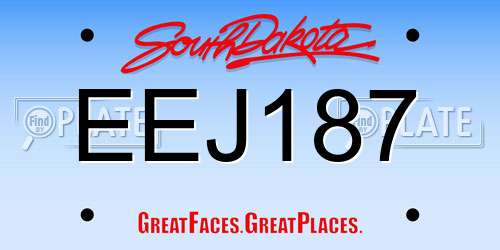 EEJ187 South Dakota License Plate