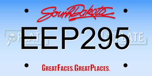 EEP295 South Dakota License Plate