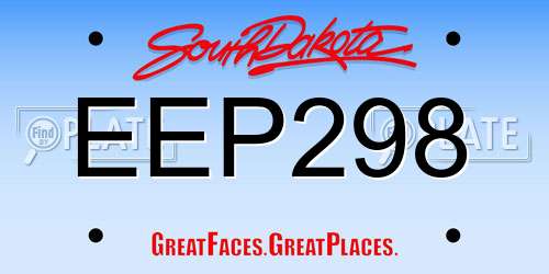 EEP298 South Dakota License Plate