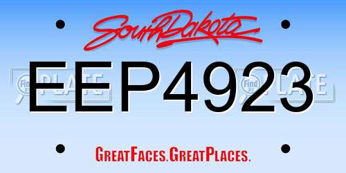 EEP4923 South Dakota License Plate