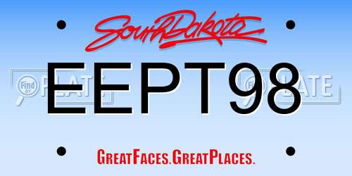 EEPT98 South Dakota License Plate