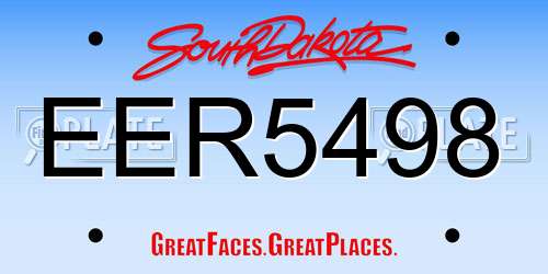 EER5498 South Dakota License Plate