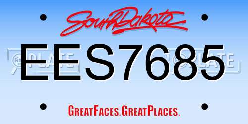 EES7685 South Dakota License Plate