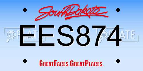 EES874 South Dakota License Plate
