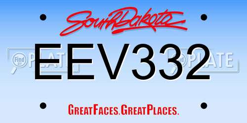 EEV332 South Dakota License Plate