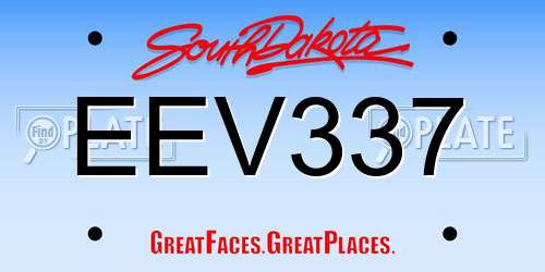 EEV337 South Dakota License Plate