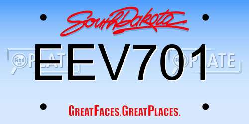 EEV701 South Dakota License Plate