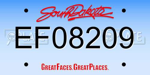 EF08209 South Dakota License Plate