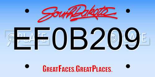 EF0B209 South Dakota License Plate