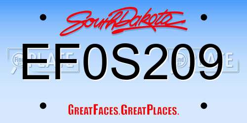 EF0S209 South Dakota License Plate