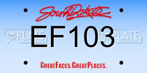 EF103 South Dakota License Plate