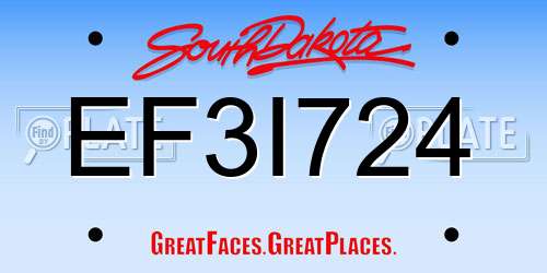 EF3I724 South Dakota License Plate