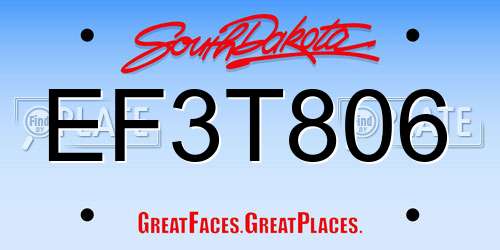 EF3T806 South Dakota License Plate