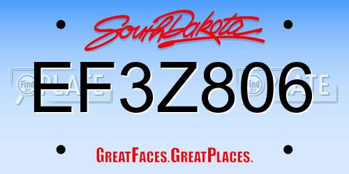 EF3Z806 South Dakota License Plate