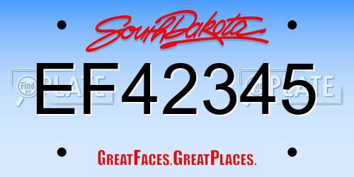 EF42345 South Dakota License Plate