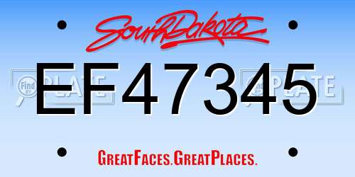 EF47345 South Dakota License Plate