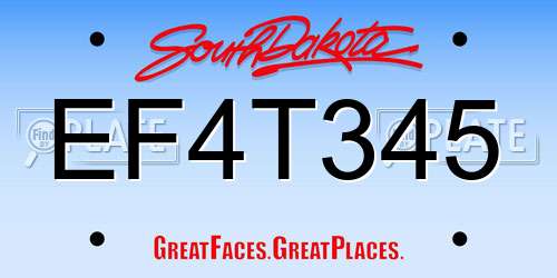 EF4T345 South Dakota License Plate