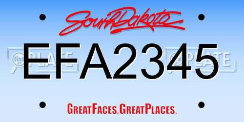 EFA2345 South Dakota License Plate