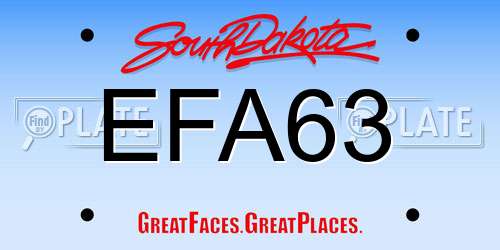 EFA63 South Dakota License Plate