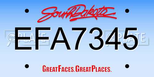 EFA7345 South Dakota License Plate