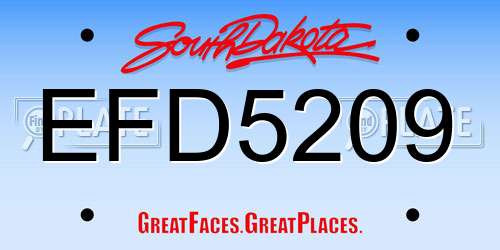 EFD5209 South Dakota License Plate