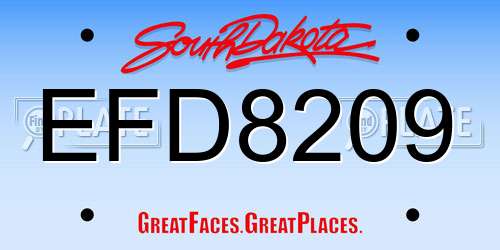 EFD8209 South Dakota License Plate