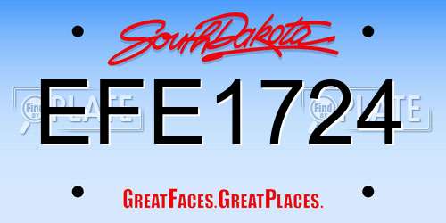 EFE1724 South Dakota License Plate