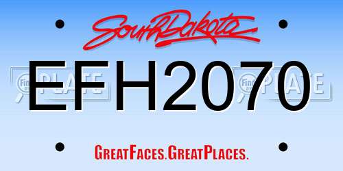 EFH2070 South Dakota License Plate
