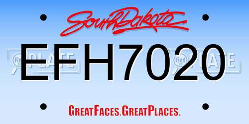 EFH7020 South Dakota License Plate