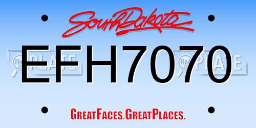 EFH7070 South Dakota License Plate