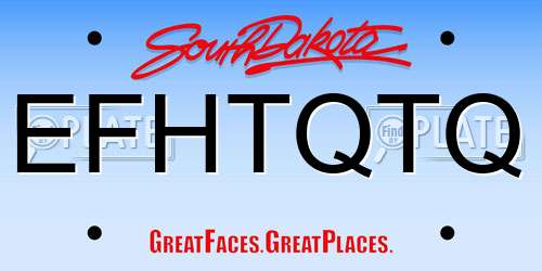EFHTQTQ South Dakota License Plate